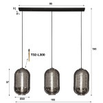 Hanglamp 3-Lichts Tub Chrome Glas - Giga Meubel