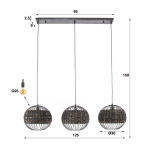 Hanglamp Bol Waterhyacint 3-Lichts Zwart Nikkel - Giga Meubel