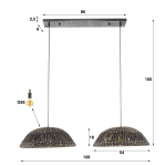 Hanglamp Dome Waterhyacint 2-Lichts Zwart Nikkel - Giga Meubel
