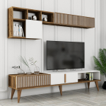 Tv-meubel + Wandschap Milan Melamine Walnoot Wit