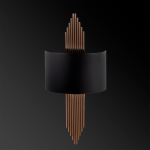 Wandlamp Avdan Curve Metaal Zwart Koper 75cm