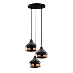 Hanglamp 3-Lichts Yildo Getrapt Metaal Zwart Koper