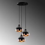Hanglamp 3-Lichts Yildo Getrapt Metaal Zwart Koper