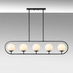 Hanglamp Jewel Metaal Zwart Crème 5-Lichts