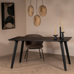 Eettafel Oslo Mangohout Zwart 160cm - Giga Meubel