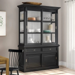 HSM Collection Buffetkast Provence 150cm Zwart/Wit Grenen/Glas
