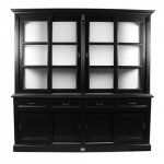 HSM Collection Buffetkast Provence 220cm Zwart/Wit Grenen/Glas