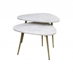 HSM Collection Salontafel Marseille Wit/Goud Marmer/Metaal Set van 2