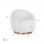 Richmond Draaifauteuil Jago White Bouclé / Brushed Gold