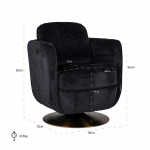 Richmond Draaifauteuil Turner Zwart Chenille