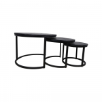 HSM Collection Salontafel District Ø65xø50xø40cm Zwart Mangohout/Ijzer Set van 3