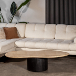 Salontafel Oliver Travertin Beige/Zwart 140cm - Giga Meubel