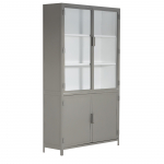 Vitrinekast Lotte 4drs Stone/Wit - Giga Meubel