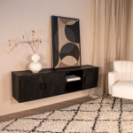 Zwevend Tv-meubel Zen Zwart Brushed 160cm - Giga Meubel