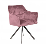 Armstoel Draaibaar Velvet Roze - Giga Meubel