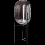 Tafellamp Glamm Smoked Ribbelglas Zwart Ø30x81cm - Giga Meubel