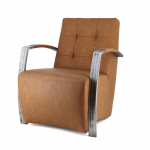 Fauteuil Bram met old metal arml. - cognac vintage