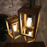 Hanglamp 3x Houten Frame Getrapt - Giga Meubel