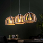 Hanglamp 3x Ø30 Gebogen Houten Spijlen - Giga Meubel