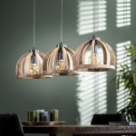 Hanglamp 3x Ø30 Gebogen Houten Spijlen - Giga Meubel