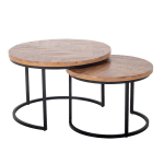Salontafel Max Bruin Rond Visgraat Set van 2 - Giga Meubel