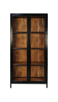 HSM Collection Vitrinekast Kingston 90x40x185cm Naturel/Zwart Acacia/Metaal/Glas