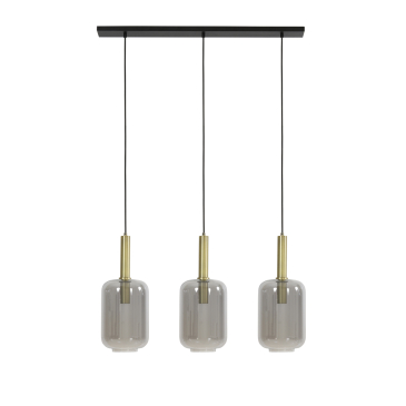 Light & Living Hanglamp 3-Lichts Lekar Antiek Brons/Smoke Glas 100cm