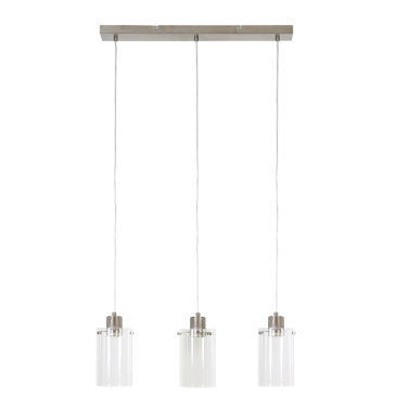 Light & Living Hanglamp 3-Lichts Vancouver Nikkel Satijn/Glas 65cm