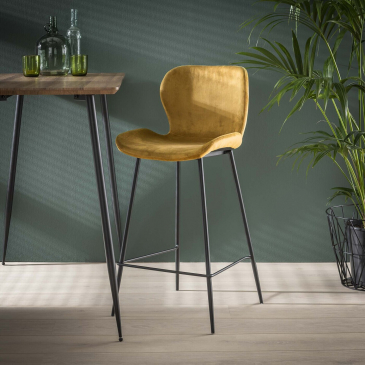 Barstoel Velvet Ronde Buis Goud - Giga Meubel