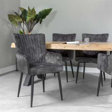 Eetkamerstoel Gernot Vintage Velvet Antraciet - Giga Meubel