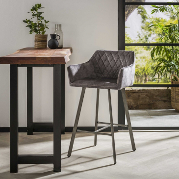 Barstoel Nexus met Armleuning Velvet Grijs - Giga Meubel