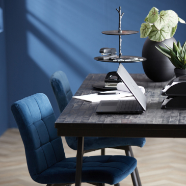 Light & Living Eetkamerstoel Olive Velvet Blauw