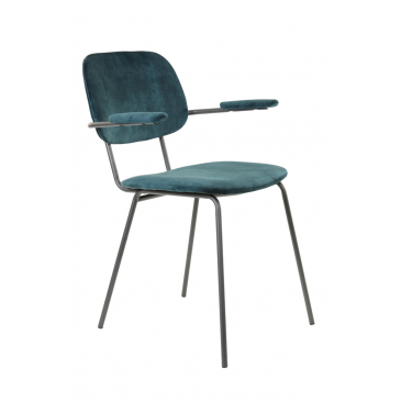 Light & Living Eetkamerstoel Emma Velvet Petrol