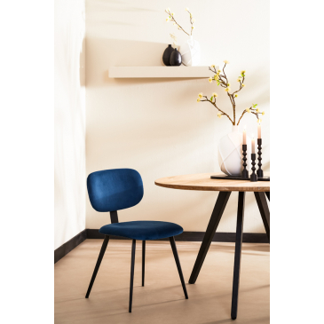 Light & Living Eetkamerstoel Aaliyah Velvet Blauw