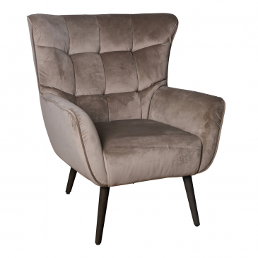 PTMD Fauteuil Kian Velvet Sand Velvet Zwart