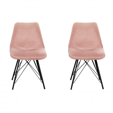 Stoel Ivy Velvet Roze (set van 2) - Giga Meubel