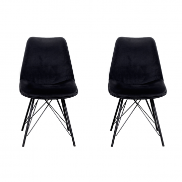 Stoel Ivy Velvet Zwart (set van 2) - Giga Meubel
