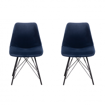 Stoel Ivy Velvet Donkerblauw (set van 2) - Giga Meubel
