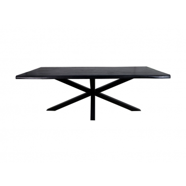 HSM Collection Eettafel Rechthoekig 220cm Zwart Acaciahout/Metaal Live Edge