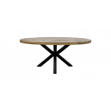 HSM Collection Eettafel Ovaal Portland 200cm Naturel/Zwart Mangohout/Metaal