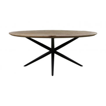 HSM Collection Eettafel Ovaal Bern 220cm Naturel/Zwart Mangohout/Ijzer