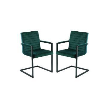 HSM Collection Eetkamerstoel Colorado Velours/Metaal Bosgroen Set van 2