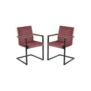 HSM Collection Eetkamerstoel Colorado Velours/Metaal Oudroze Set van 2