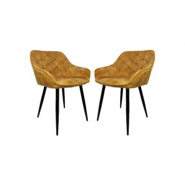 HSM Collection Eetkamerstoel Liverpool Velours/Metaal Goud Set van 2