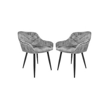 HSM Collection Eetkamerstoel Liverpool Velours/Metaal Lichtgrijs Set van 2