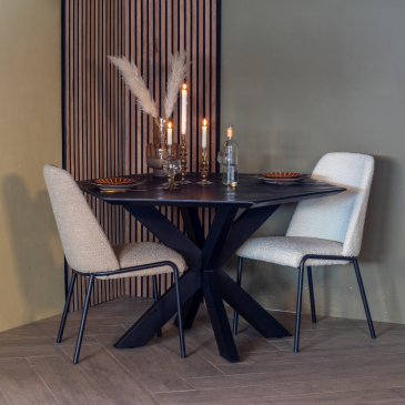 Eettafel Diamond Zwart Hexagon 140cm - Giga Meubel 