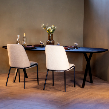 Eettafel Genève Zwart Ovaal 240cm - Giga Meubel