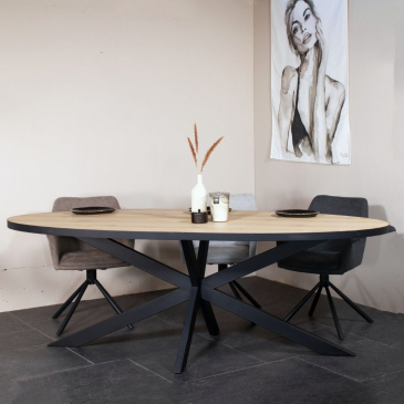 Eettafel Jurgen Eiken Ovaal Naturel 160cm - Giga Meubel