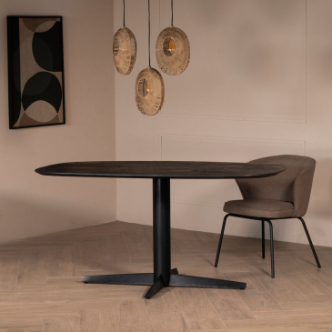 Eettafel Raoul Zwart Deens Ovaal 160cm - Giga Meubel