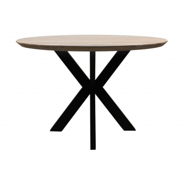 HSM Collection Eettafel Rond Zurich Ø120cm Naturel/Zwart Acaciahout/Metaal